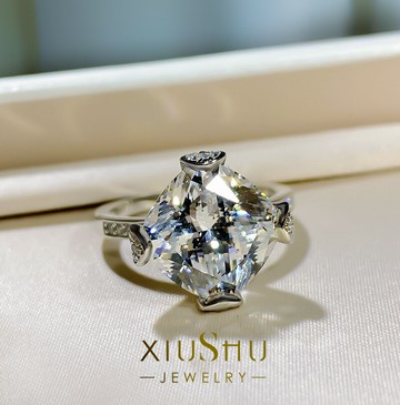 鉆戒女仿真食指戒指女個性潮人高碳鉆925純銀鑲嵌寶石銀飾