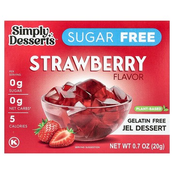 Simply Desserts, 無明膠果凍甜點，無糖，草莓味，0.7 盎司（20 克）