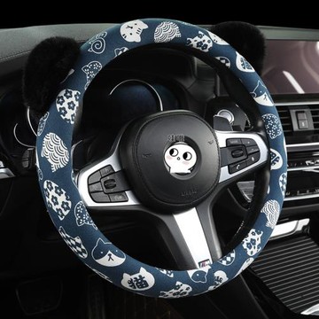 布藝毛卡通耳朵四季通用汽車方向盤套適用于豐田雷凌鋒蘭達威蘭達