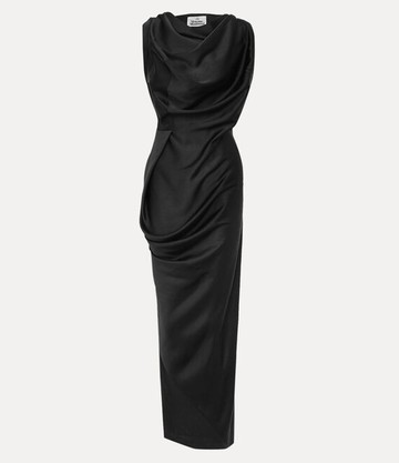 Vivienne Westwood Long Fond Dress Fluid Satin Black 46 Women