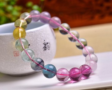 純天然彩瑩石單圈手鏈 珠經9mm左右晶體超潤 誰戴誰美