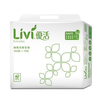 Livi 抽取式衛生紙(100抽10包6袋/箱)