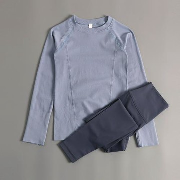 無縫健身服套裝女秋冬跑步運動上衣緊身長袖普拉提訓練專業瑜伽服