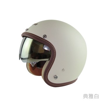 【送鏡片】Ninja華泰 K806A+ 醺砂 典雅白3/4罩安全帽 復古帽