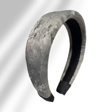 立體髮箍 暗紋提花 煙霞錦紋 東方灰霧質感 台灣手作 舒適不卡髮