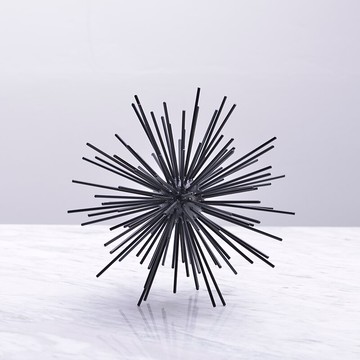 現代簡約辦公室黑色刺球鐵藝擺件北歐樣板房客廳書房臥室軟裝飾品