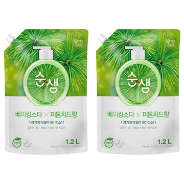 Soonsaem 檸檬酸蔬果碗盤洗潔精補充包  1.2L  2包