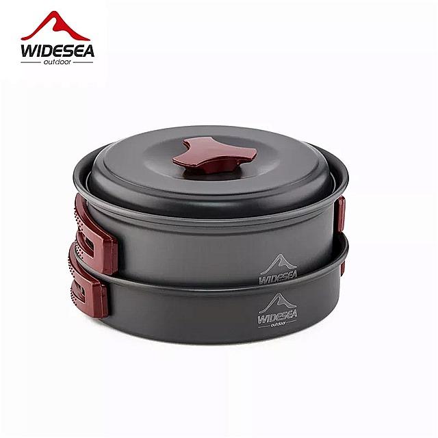 Widesea 1人 用 キャンプ 用 食器 屋外 調理器具 ピクニック セット トラベル ギア 焦げ 付き 防止 ポット パン ハイキング