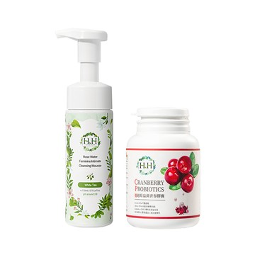 HH蔓越莓益菌青春膠囊+私密玫瑰純露潔淨慕斯