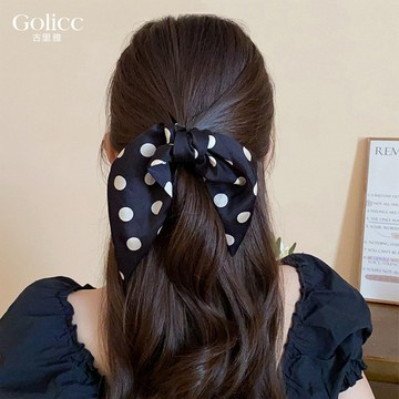【Gulicc】髮夾 高級感 波點蝴蝶結飄帶抓夾