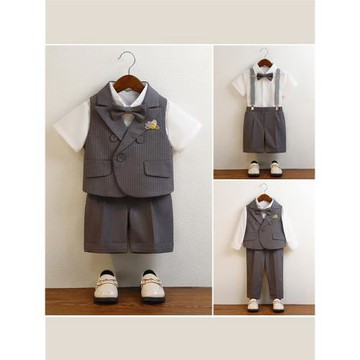 兒童西裝套裝男童帥氣小童英倫花童寶周歲婚禮生日禮服演出服春夏