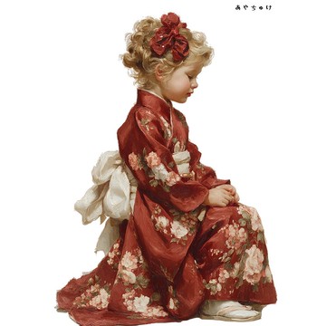 【12月新品4】07-114-0158 人物貼紙 和服復古