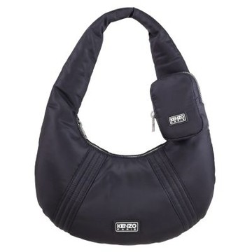 KENZO 經典LOGO尼龍附零錢單肩/彎月/手提包(黑色)