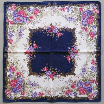 Yves Saint Laurent 古董絲巾 英式花園 植物圖案 21.5 x 21.5 英吋