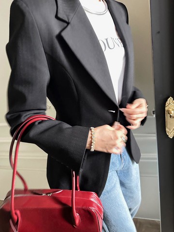 Hourglass Herringbone Medium Weight Jacket [Black]