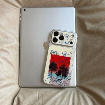 ins風小貓插畫大視窗亞克力全包精孔手機殼適用蘋果iPhone17promax