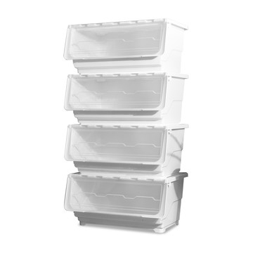 【Mr.box】59大面寬典雅上掀式附輪收納箱(72公升-4入)透明掀蓋款