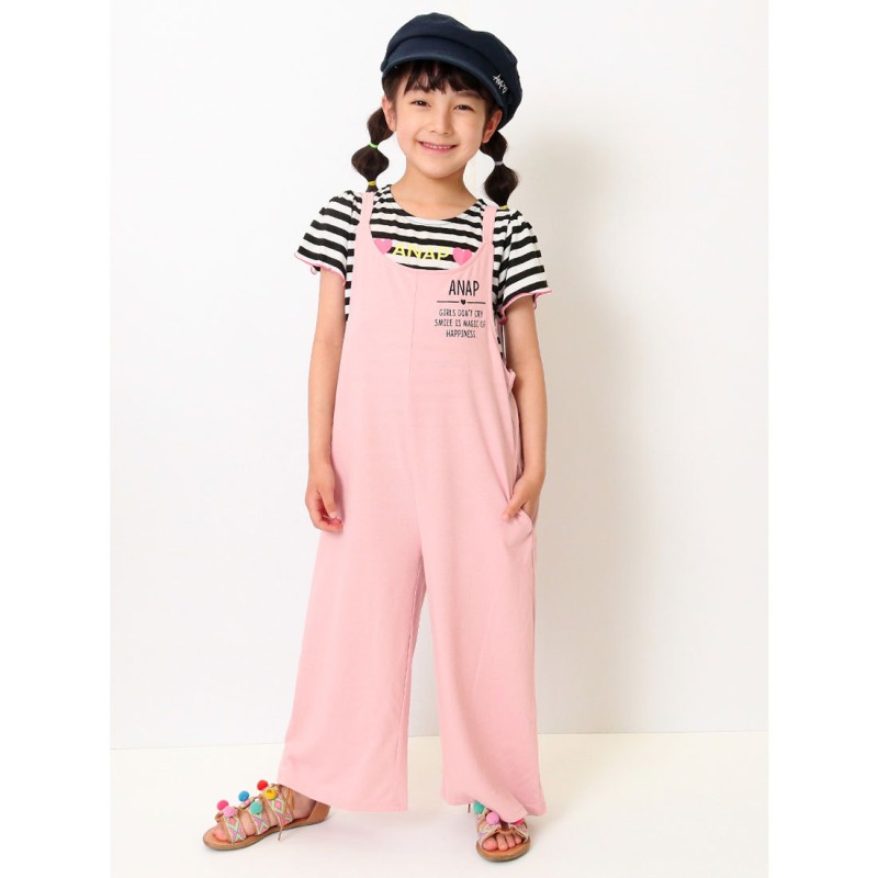 アナップキッズ Anap Kids カットソーサロペット ピンク 通販 Lineポイント最大1 0 Get Lineショッピング