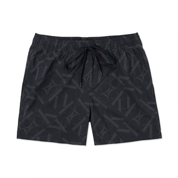 Calvin Klein CK 熱銷印刷滿版海灘短褲-黑色