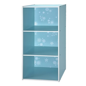 EASYHOME 花系列 彩色三格組合櫃  藍色  42 x 28.5 x 89cm
