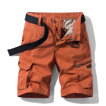Solid Button Multi-Pocket Cargo Shorts純色紐扣多口袋工裝短褲