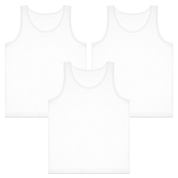 BASE ALPHA ESSENTIALS 男童款 100%純棉日常背心3件組  80  白色