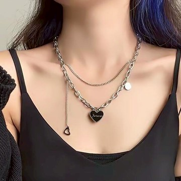 韓系 英文愛心 項鍊 項鍊女 長項鍊 項鏈 女生項鍊 项链 鎖骨項鍊 吊墜 銀色 金色 簡約 造型 潮流 F555