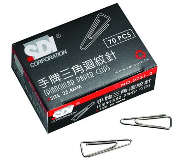 SDI 手牌 # 0731B  三角迴紋針25.4mm(70支裝)