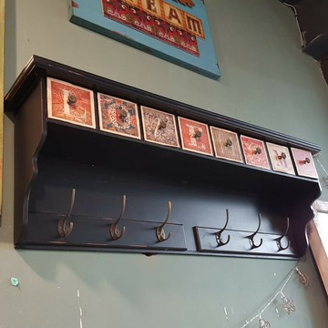 復古風多抽壁掛置物架(黑)