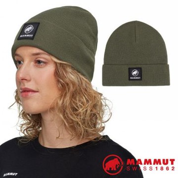 【MAMMUT 長毛象】男女 中性 Fedoz Beanie 保暖針織反折豆豆帽.毛線帽.無邊帽/1191-01092-40284 深沼澤綠