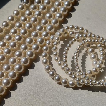 高亮施家珍珠平替多尺寸正圓直孔串珠散珠玻璃珠項鏈耳飾DIY514