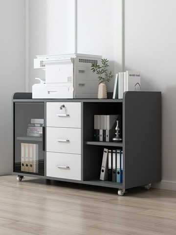 免運 辦公櫃 收納櫃 包安装打印机柜茶水柜矮柜文件柜办公柜边柜侧柜玻璃门移动柜落地開發票