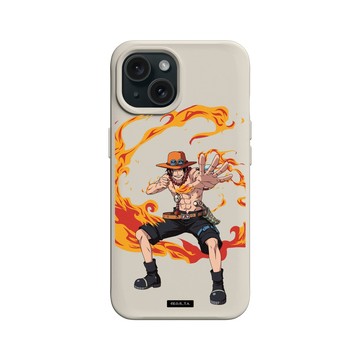 iPhone 15 SolidX 貝殼灰 - 航海王 One Piece - 角色系列-艾斯的火焰果實