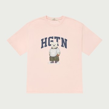 Hang Ten- 韓款胸前大印花短袖T恤-男(淺粉)