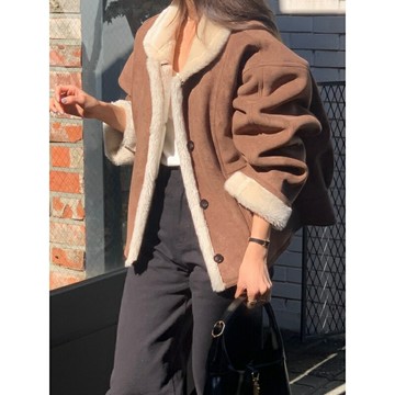 【巴黎精品】現貨+預購 羊羔毛外套皮衣夾克-冬季皮毛一體寬鬆毛毛短款女外套a1it38