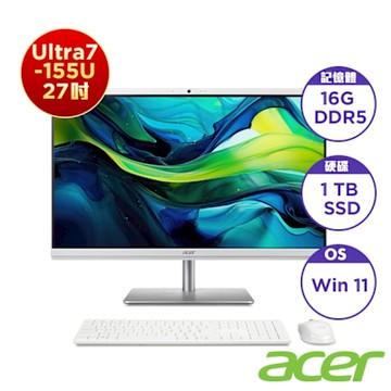 Acer 宏碁 C27-195ES 27型AIO桌上型電腦(CU7-155U/16GB/1TB/Win11)