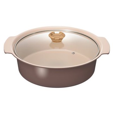 日本和平FREIZ 陶瓷塗層附蓋不沾雙耳鍋30cm-棕