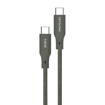 TOTOLINK USB-C to USB-C 強韌快充傳輸編織線 60W 2M  雪松灰  1條