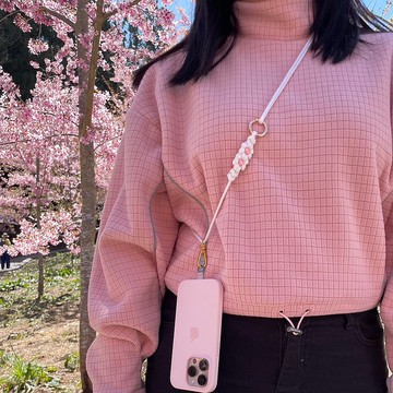 【Gusta.編織】2.0版 小花款傘繩編織可調整手機掛繩 含手機掛片