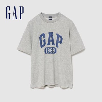 【GAP】VintageSoft毛圈布Logo T恤-灰色/深夜色/新款米白(887941)