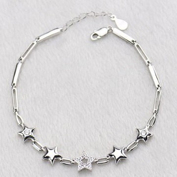 925純銀手鍊鑲鑽手環-日韓時尚百搭星星生日情人節禮物女飾品73ly35【獨家進口】【米蘭精品】