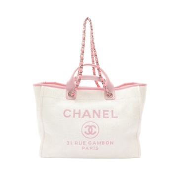 CHANEL 香奈兒 Deauville GM Tote 兩用包 粉色 帆布 A66941 【二手名牌BRAND OFF】
