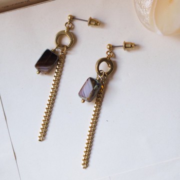 限量－復古組合玻璃珠耳環 深紫