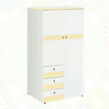 文創集-南亞塑鋼      皮尼  南亞塑鋼3尺二開門三抽衣櫃/收納櫃-89.1x60x176.9cm免組