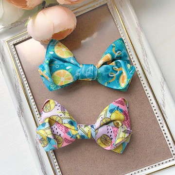 兒童小孩可愛立體蝴蝶結髮夾-清新檸檬