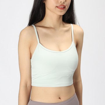 細肩帶可調含罩杯瑜珈/運動/機能短背心【可換襯墊/上下一致】*