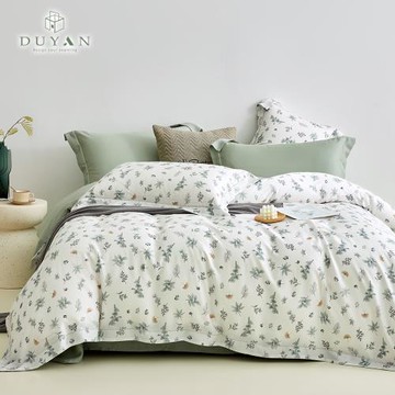 【DUYAN 竹漾】40支100%天絲四件式被套床包組 月桂瓊枝 台灣製(加大)