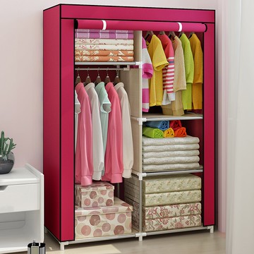 布衣柜加粗加固鋼管簡易衣柜宿舍組裝單人收納架家用臥室簡約衣櫥