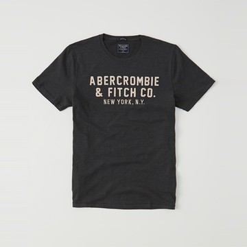 A&F 熱銷刺繡文字短袖T恤-深灰色