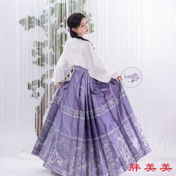【M-5XL大尺碼】大尺碼女裝 新中式女裝 旂袍 洋裝 傳統服飾 胖mm300斤大碼漢服女國風明製馬麵裙套裝新中式202